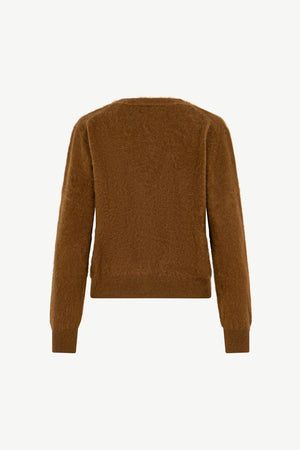 Cardigan Scollo a V in Puro Cashmere Spazzolato Terracotta