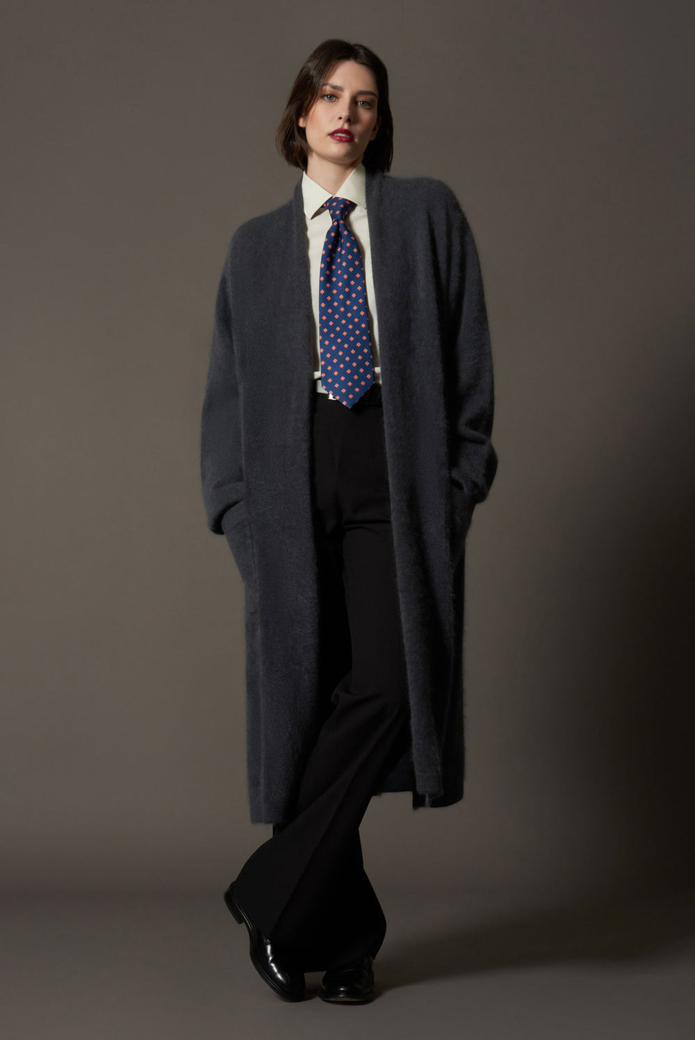 Cappotto in Puro Cashmere Spazzolato Ardesia