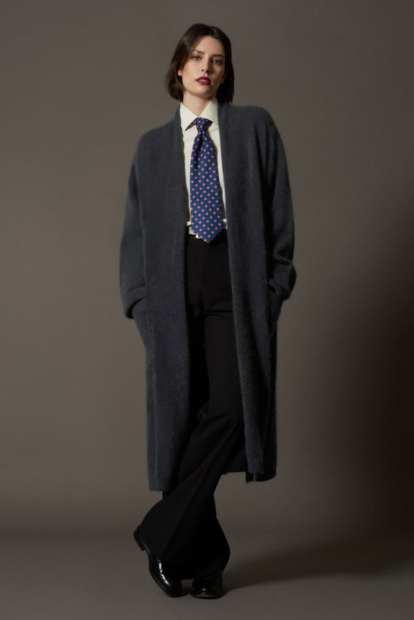 Cappotto in Puro Cashmere Spazzolato Ardesia