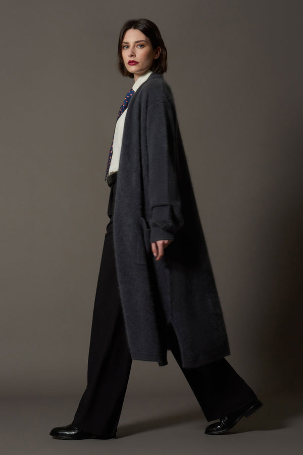 Cappotto in Puro Cashmere Spazzolato Ardesia