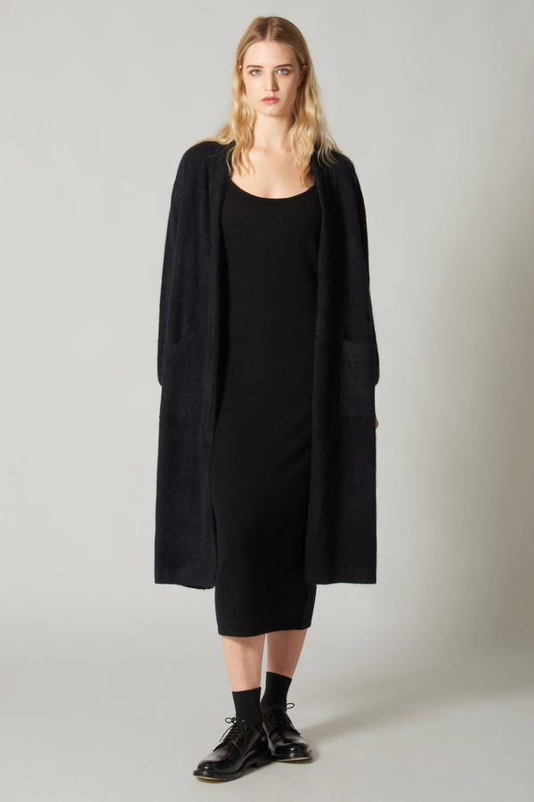 Cappotto in Puro Cashmere Spazzolato Nero
