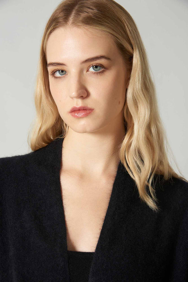 Cappotto in Puro Cashmere Spazzolato Nero