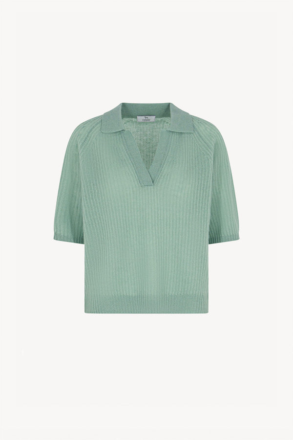 Jade Green Pure Cashmere Polo Shirt