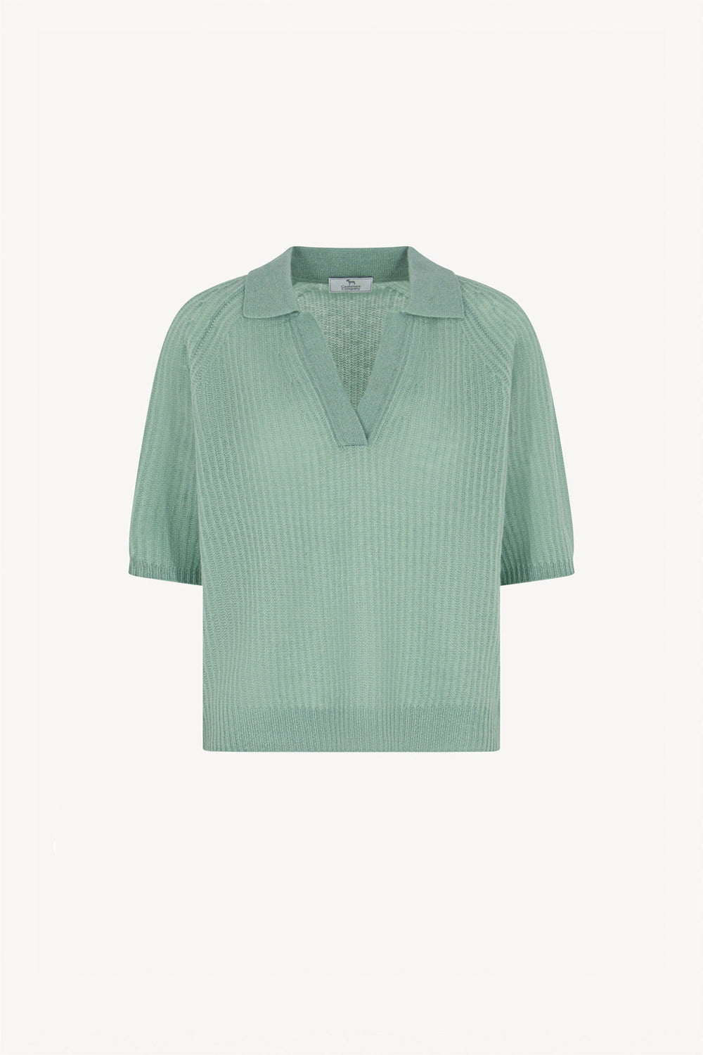 Polo a Costa Inglese in Puro Cashmere Verde Giada