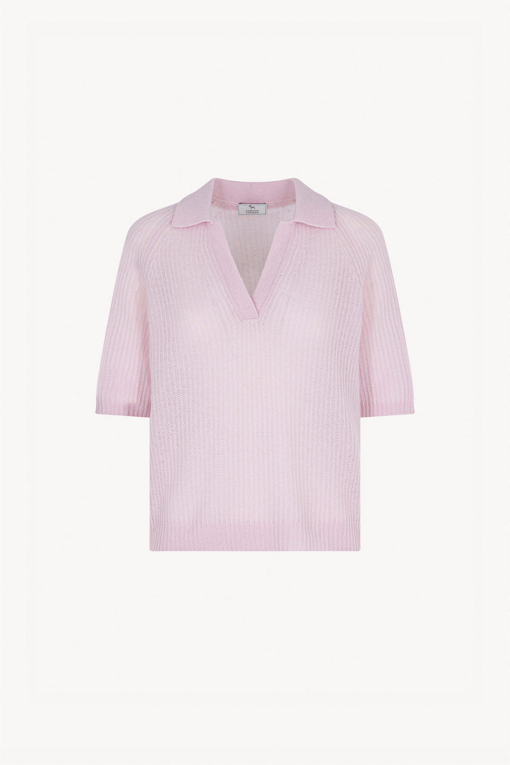 Polo a Costa Inglese in Puro Cashmere Rosa
