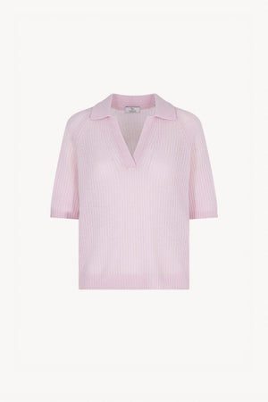 Polo a Costa Inglese in Puro Cashmere Rosa