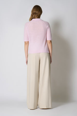 Polo a Costa Inglese in Puro Cashmere Rosa
