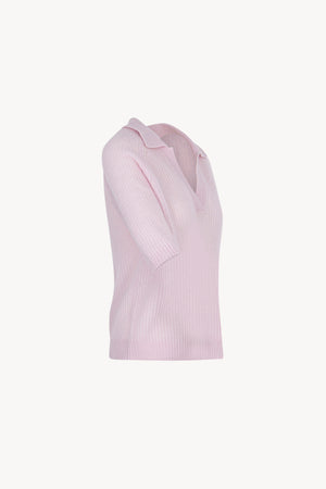 Polo a Costa Inglese in Puro Cashmere Rosa