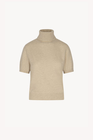 Beige Pure Cashmere Turtleneck Short-sleeve Sweater