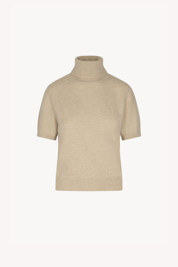 Beige Pure Cashmere Turtleneck Short-sleeve Sweater