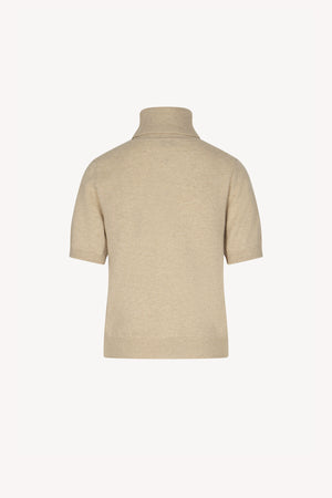 Beige Pure Cashmere Turtleneck Short-sleeve Sweater