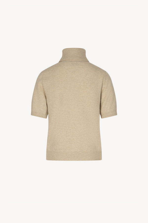 Beige Pure Cashmere Turtleneck Short-sleeve Sweater