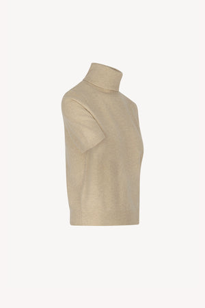 Beige Pure Cashmere Turtleneck Short-sleeve Sweater