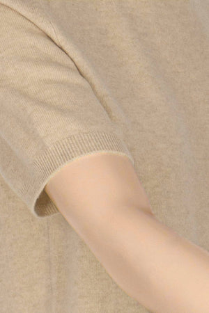 Beige Pure Cashmere Turtleneck Short-sleeve Sweater