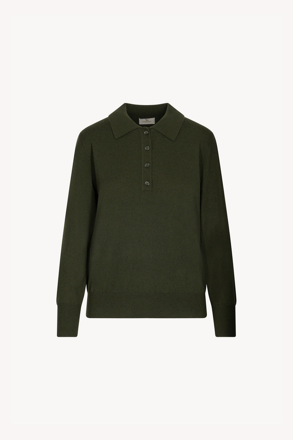 Polo in Maglia Rasata in Puro Cashmere Foresta