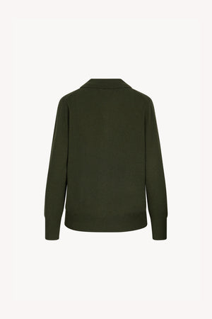 Dark Green Pure Cashmere Polo in Plain Stitch