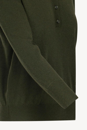Dark Green Pure Cashmere Polo in Plain Stitch