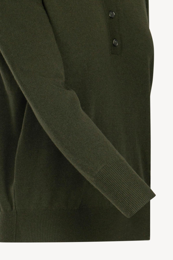 Dark Green Pure Cashmere Polo in Plain Stitch