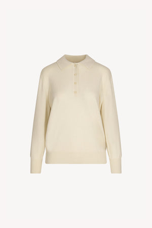 Ivory Pure Cashmere Polo in Plain Stitch