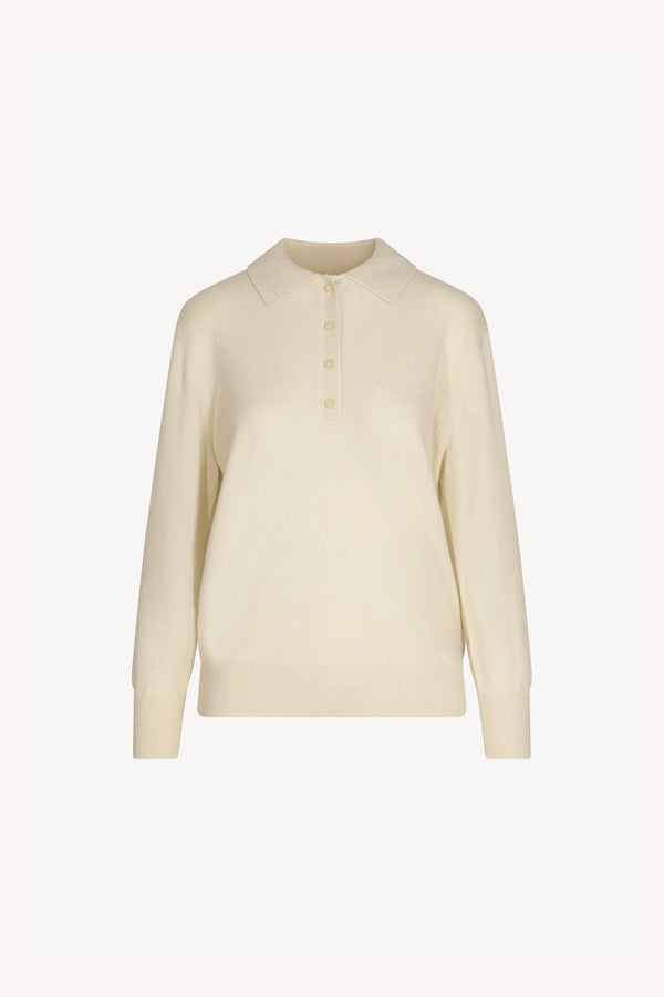 Ivory Pure Cashmere Polo in Plain Stitch