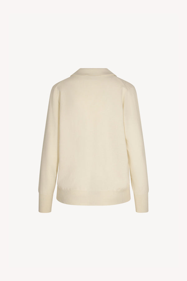 Ivory Pure Cashmere Polo in Plain Stitch