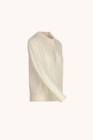 Ivory Pure Cashmere Polo in Plain Stitch