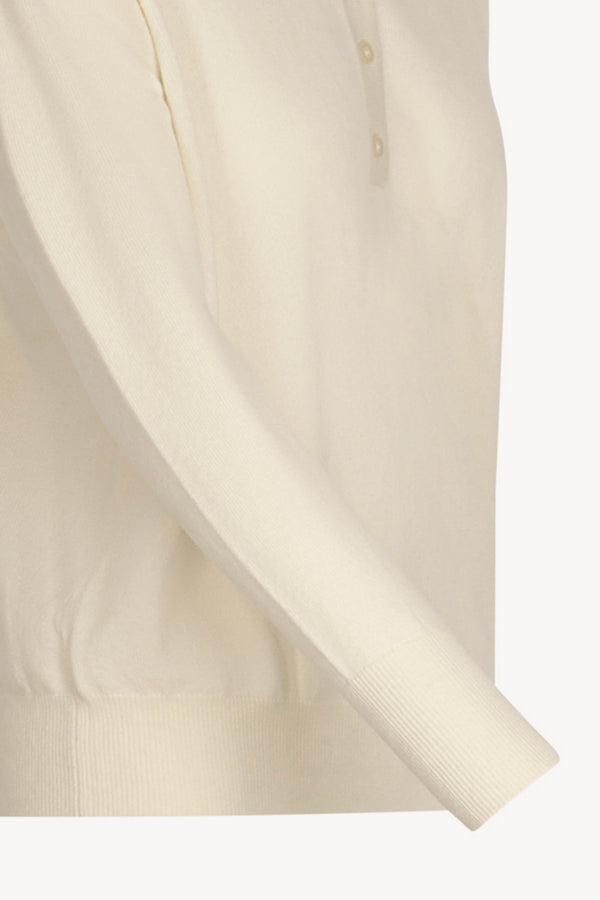 Ivory Pure Cashmere Polo in Plain Stitch
