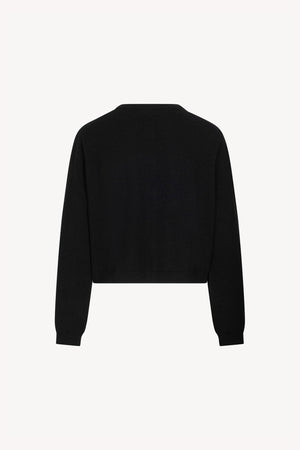 Black Pure Cashmere Crew Neck Mini Cardigan