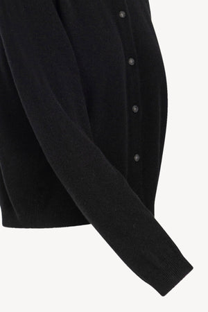 Black Pure Cashmere Crew Neck Mini Cardigan