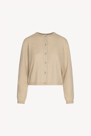 Mini Cardigan Girocollo in Puro Cashmere Avena