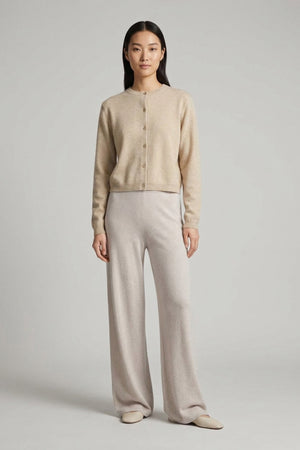 Mini Cardigan Girocollo in Puro Cashmere Avena