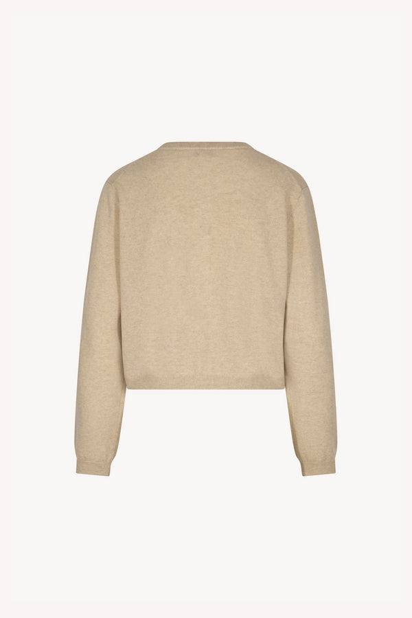 Mini Cardigan Girocollo in Puro Cashmere Avena