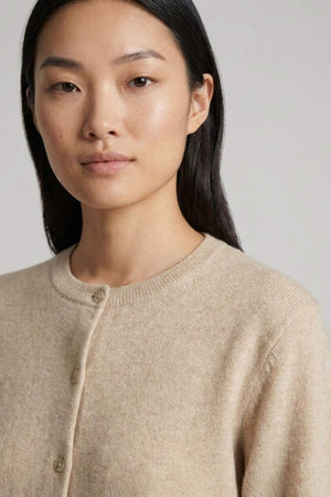 Mini Cardigan Girocollo in Puro Cashmere Avena