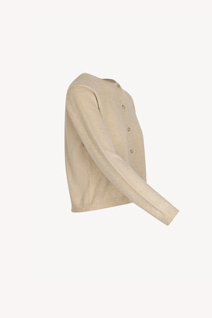 Mini Cardigan Girocollo in Puro Cashmere Avena