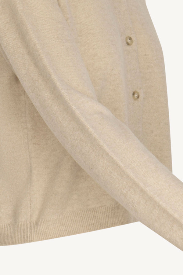Mini Cardigan Girocollo in Puro Cashmere Avena