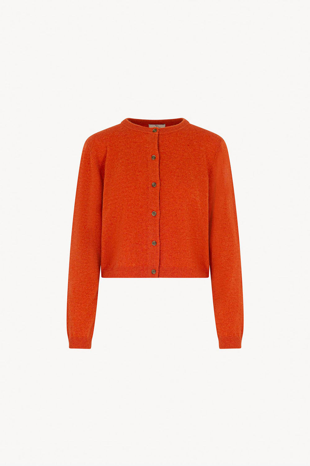 Orange Pure Cashmere Crew Neck Mini Cardigan