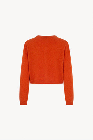 Orange Pure Cashmere Crew Neck Mini Cardigan