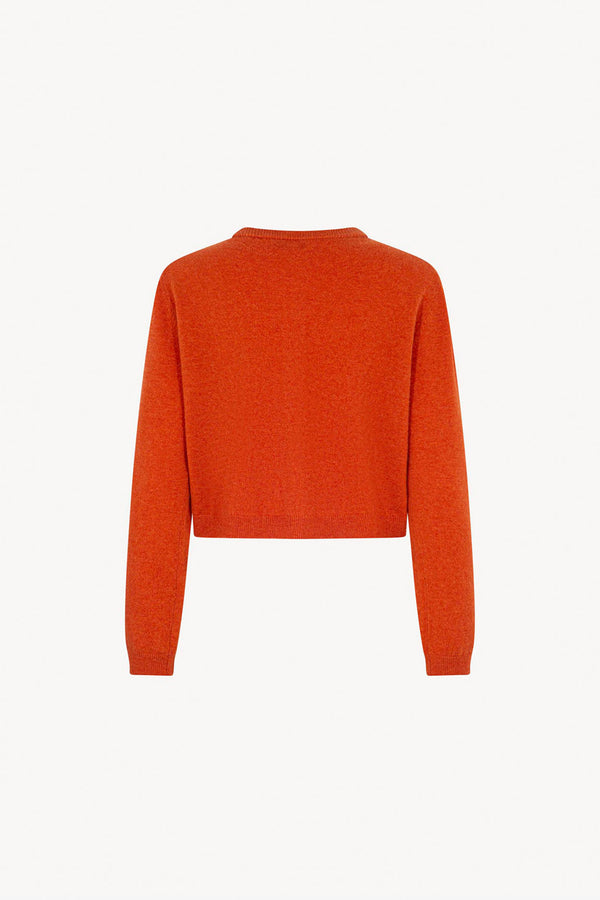 Orange Pure Cashmere Crew Neck Mini Cardigan
