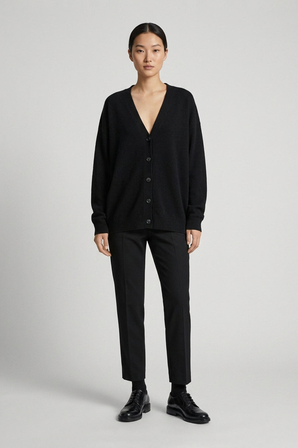 Black Pure Cashmere V-neck Cardigan