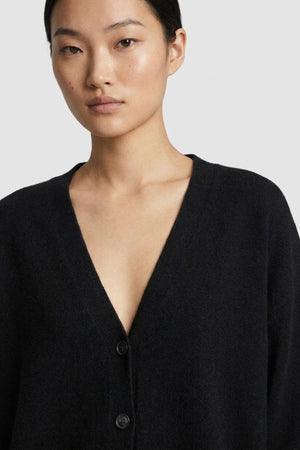 Cardigan Scollo a V in Puro Cashmere Nero