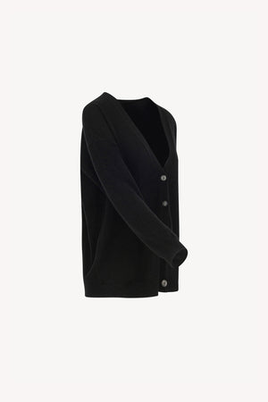 Cardigan Scollo a V in Puro Cashmere Nero