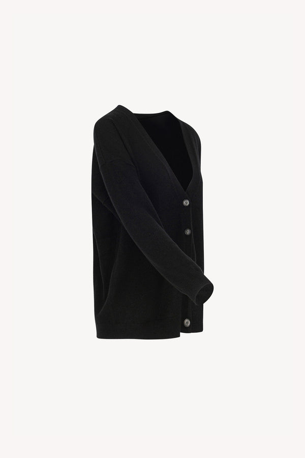 Cardigan Scollo a V in Puro Cashmere Nero