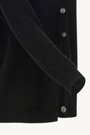 Cardigan Scollo a V in Puro Cashmere Nero