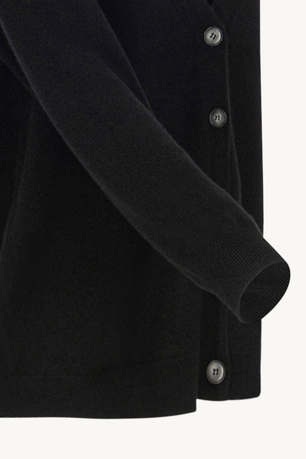 Cardigan Scollo a V in Puro Cashmere Nero