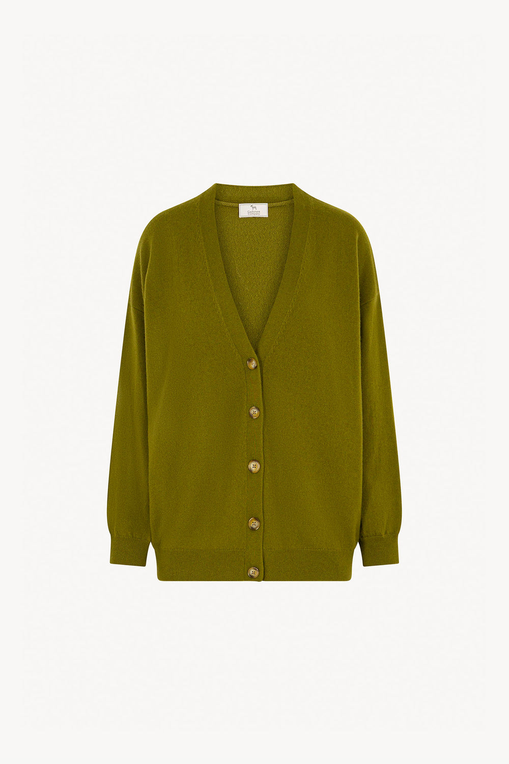 Olive Green Pure Cashmere V-neck Cardigan