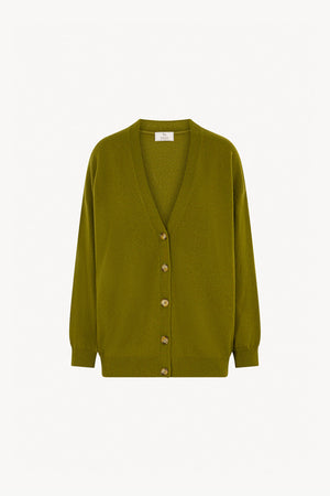 Olive Green Pure Cashmere V-neck Cardigan