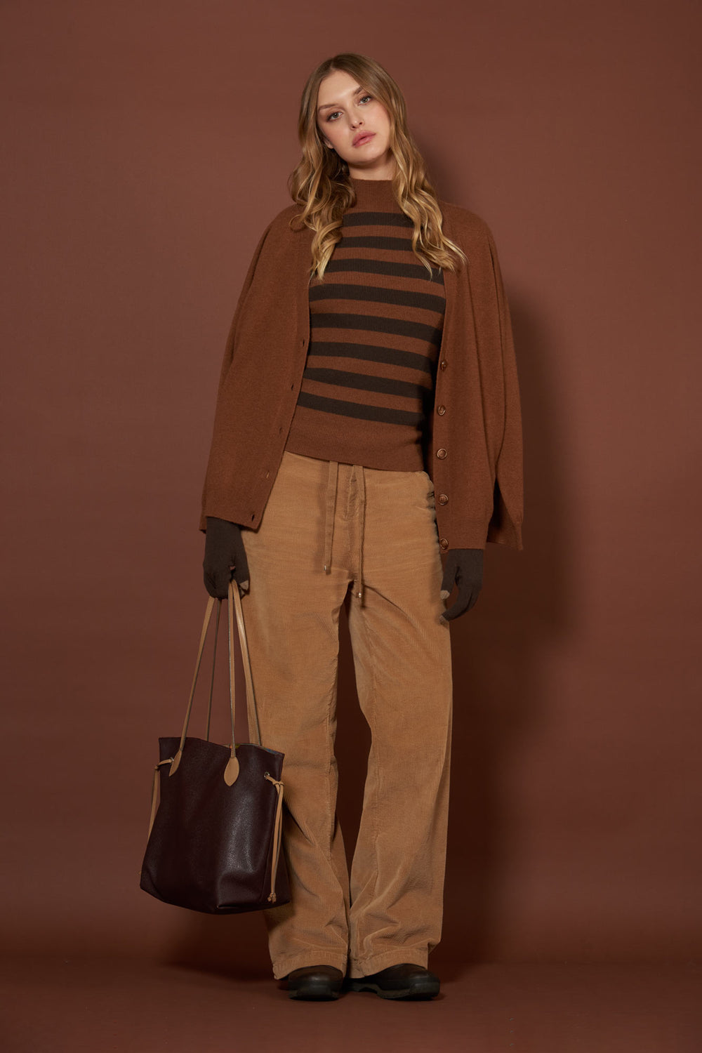 Terracotta Pure Cashmere V-neck Cardigan