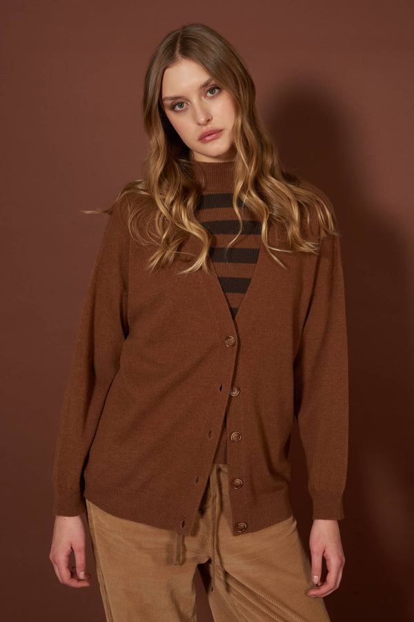 Terracotta Pure Cashmere V-neck Cardigan