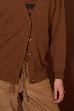Terracotta Pure Cashmere V-neck Cardigan