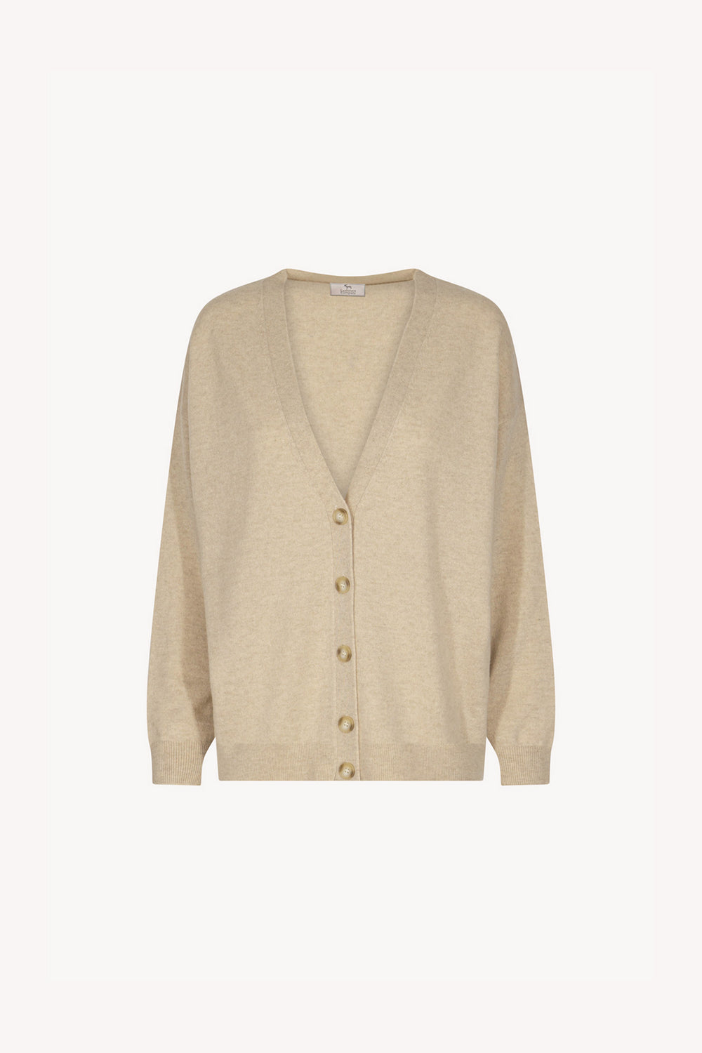 Cardigan Scollo a V in Puro Cashmere Avena